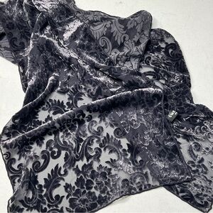 Swee Lo Vintage Couture Elegant Gray Velvet Scarf